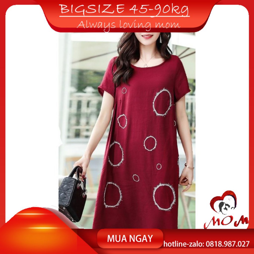 [CÓ SẴN] Váy Đầm Suông - Hàng Quảng Châu - Form Chữ A - Vải Đũi (XL, 5XL). đầm xinh giá tốt bigsize tặng mẹ