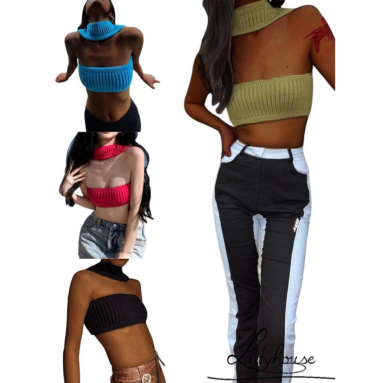 Áo Tank Top Dệt Kim Hai Dây Màu Trơn Thời Trang Mùa Hè Cho Nữ