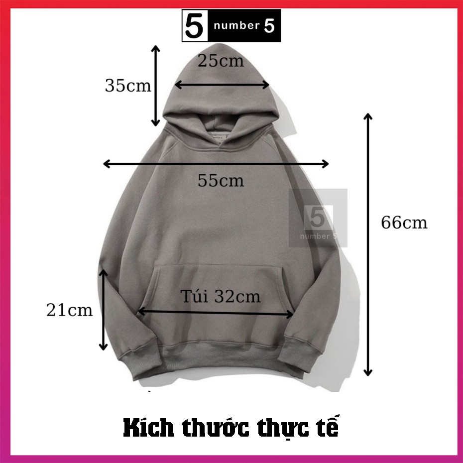 Áo Hoodie Nỉ Có Mũ Form Rộng NUMBER5 Nhiều Màu Unisex Nam Nữ Ulzzang [ES] | BigBuy360 - bigbuy360.vn