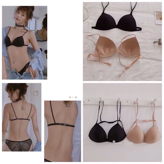 ÁO LÓT DÂY NHỎ - Áo ngực mút mỏng nhẹ mát cho học sinh hoặc đi biển màu da màu đen đẹp giá rẻ tận xưởng