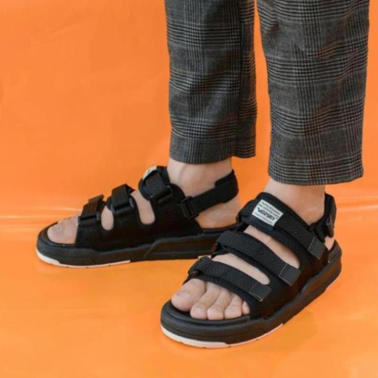 [VENTO Vietnam] Sandal Vento Nam Nữ Unisex H1001 F7 Black White Đế Bánh Mì [Đế IP cao 3cm] -cwj24 : 🌸 .