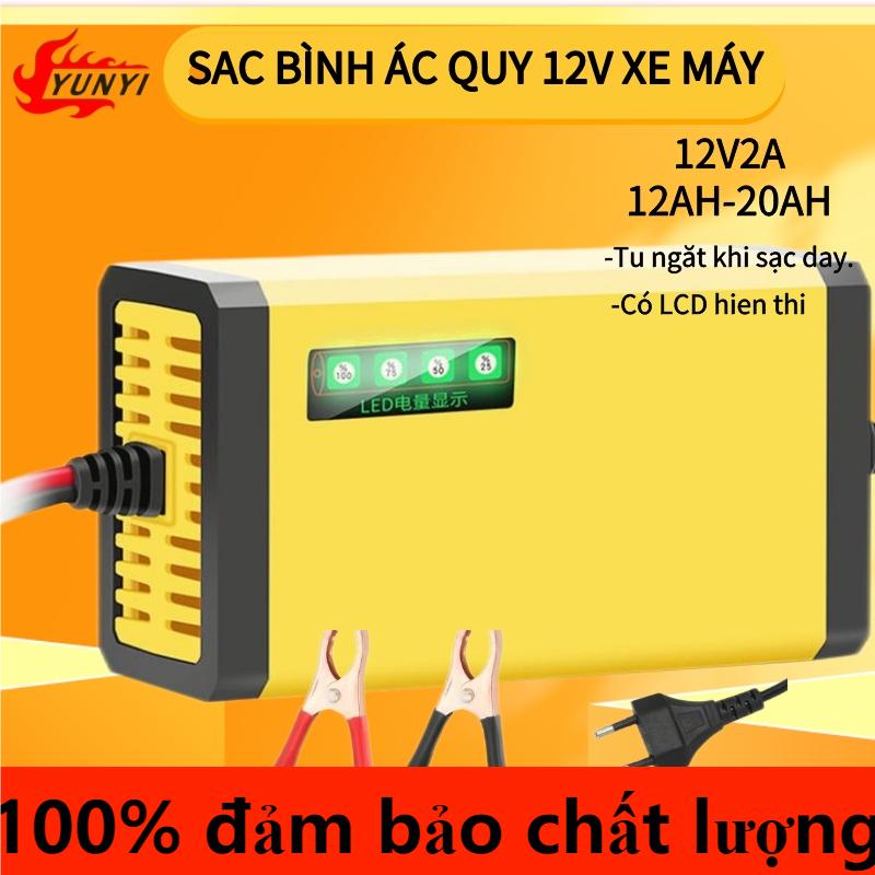 máy sạc bình acquy tự động ngắt 12v 2A sạc acquy xe máy, xe ô tô, có đèn led báo đầy
