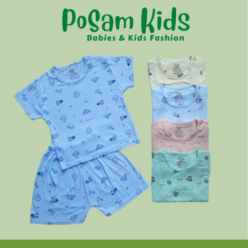 Đồ Bộ Cho Bé, Bộ Cộc Tay Cài Vai Chất Cotton Peptit Cao Cấp Cực Mát Cho Bé Trai Bé Gái- PoSam Kids