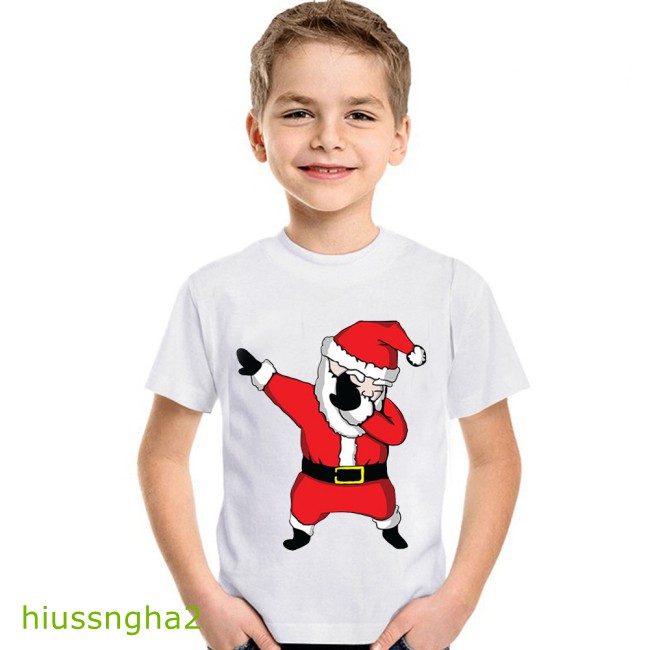Hàng Có Sẵn Áo Thun Ngắn Tay In Hình Ông Già Noel Cho Bé Trai Và Bé Gái