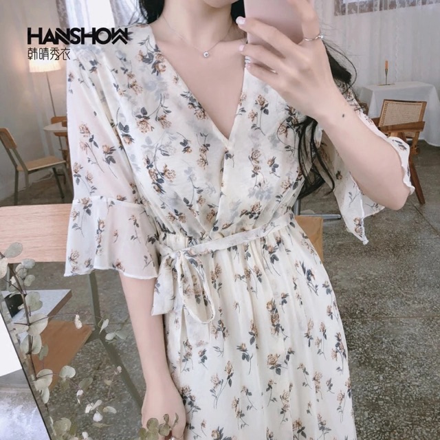 Đầm váy voan hoa nhí vintage/ Đầm ulzzang( kèm ảnh thật)