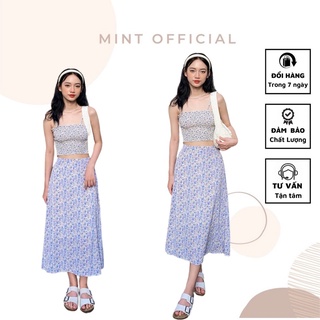 Chân váy hoa nhí tông pastel midi phong cách ulzzang