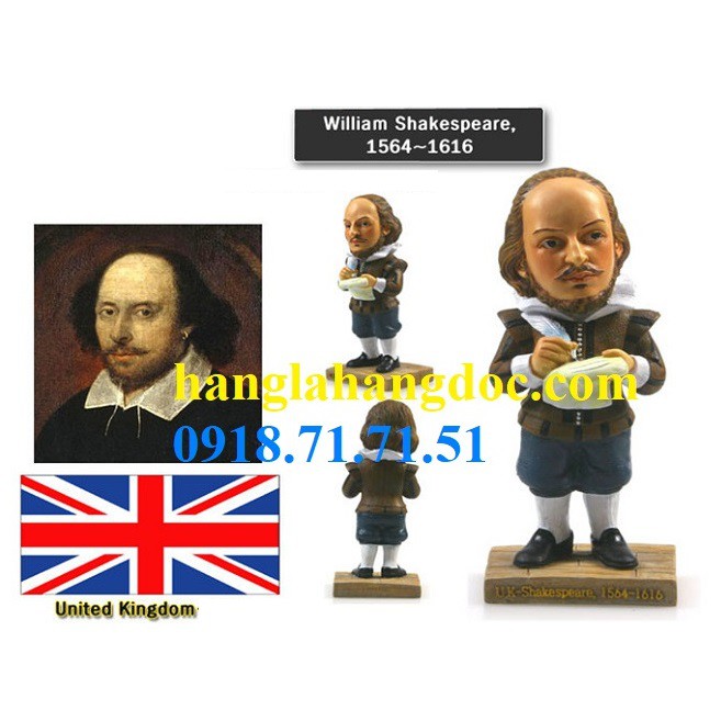 Tượng 3D nhà viết kịch William Shakespeare nổi tiếng, cao 15cm