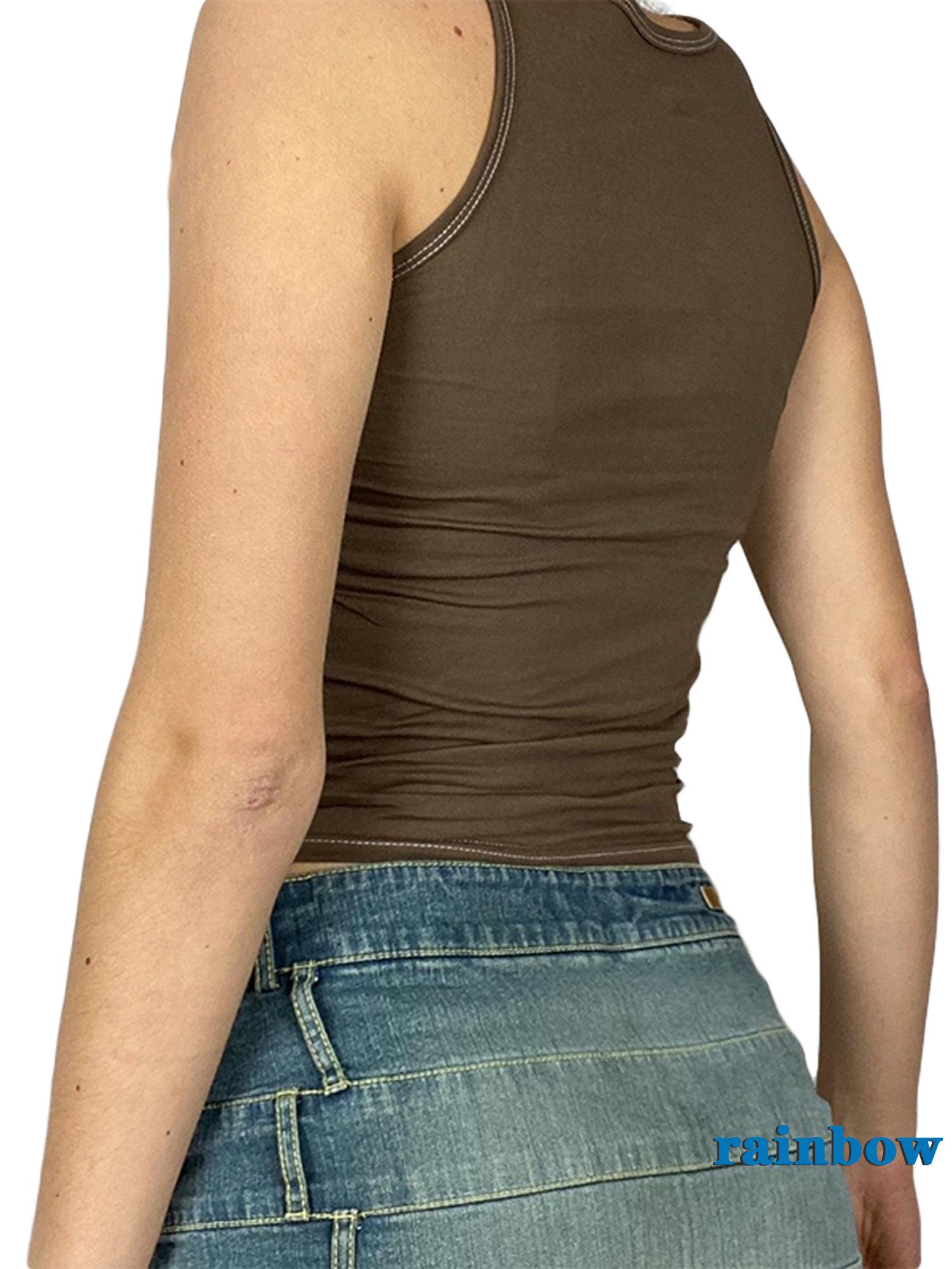 Áo Thun Sát Nách Cổ Chữ U Họa Tiết Cầu Vồng Cho Nữ | BigBuy360 - bigbuy360.vn