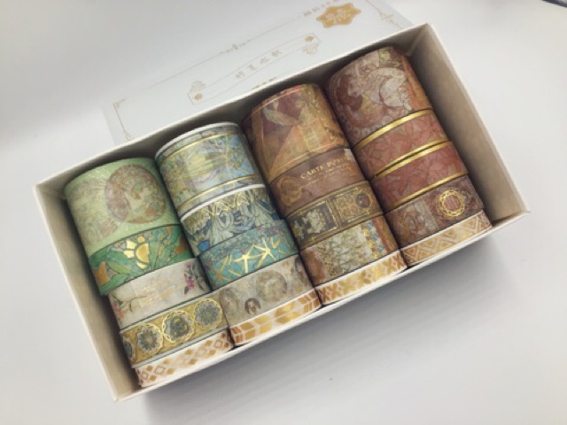 Washi set 20 cuộn họa tiết nhũ