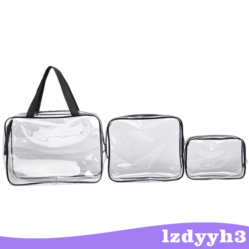 YouthTrip 3x Portable Clear Makeup Bag Zipper Waterproof Cosmetics Bag Transparent Travel Storage Carry Pouch PVC Zippered Toiletry Bag Organizers with Handle