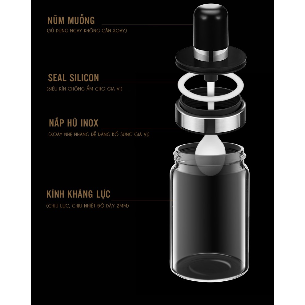 Hũ Đựng Gia Vị Thủy Tinh Cao Cấp 250ml Kèm Muỗng Tiện Dụng | BigBuy360 - bigbuy360.vn