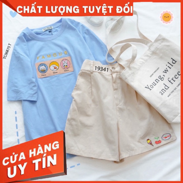 Set áo thêu hình + quần kaki ngộ nghĩnh - Hàng nhập khẩu