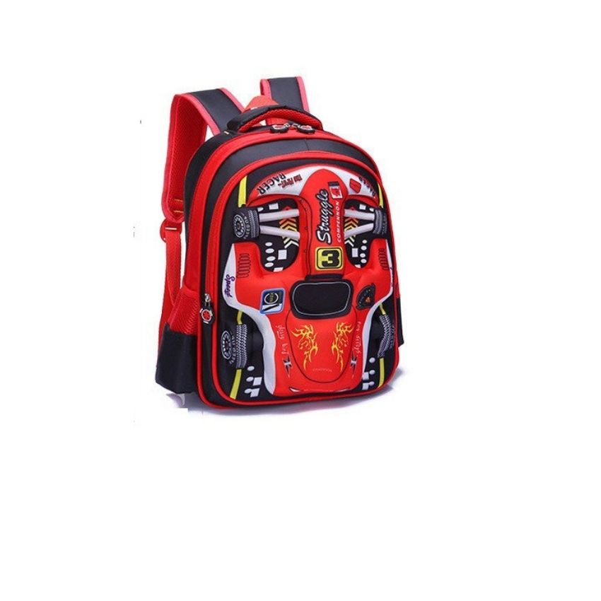 Balo học sinh nam đi học siêu nhẹ, chống thấm nước cao cấp in hình oto size 38cm BLHS12