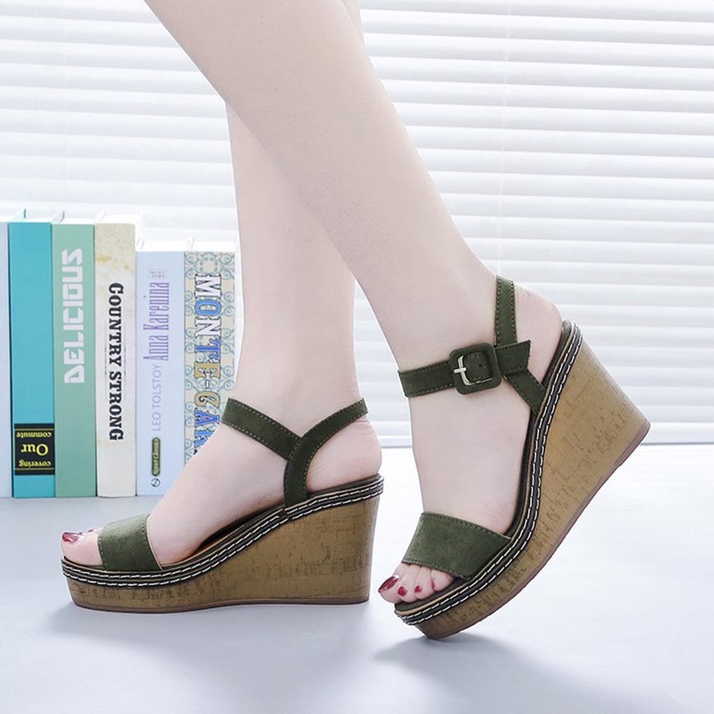 XẢ KHO (S99) Sandal nữ đế xuồng da lộn 10 phân (mã 1906- sandal xuồng)