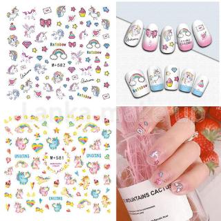 Hình dán móng tay hình ngựa một sừng dễ thương