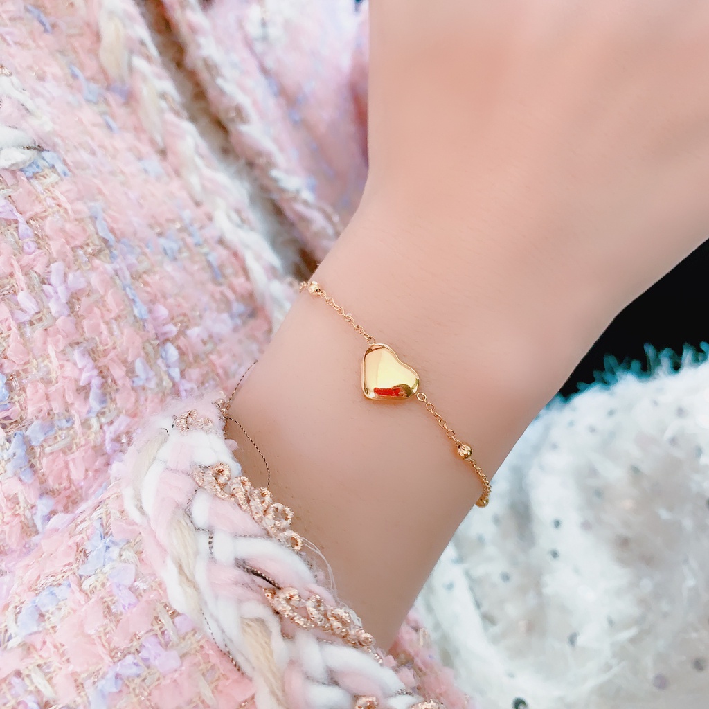Dây Chuyền Thép Titan Mạ Vàng Hồng 18K Mặt Hình Trái Tim Thời Trang Hàn Quốc