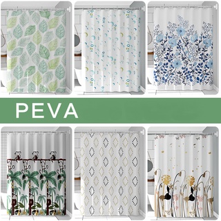 Rèm che bồn tắm peva chống thấm nước họa tiết sứ trắng xanh