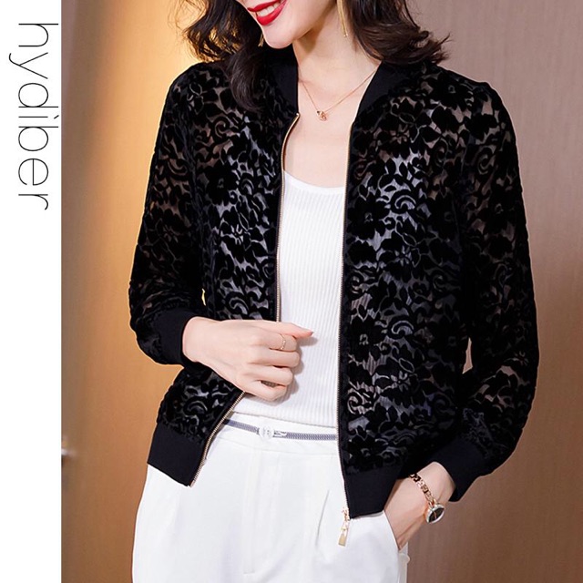 Áo khoác ren nhung nữ cao cấp kiểu dáng sang chảnh QCNP2058