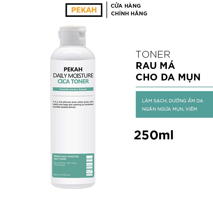 Nước Hoa Hồng Dành Cho Da Mụn Chiết Xuất Rau Má PEKAH Daily Moisture Cica Toner 250ml