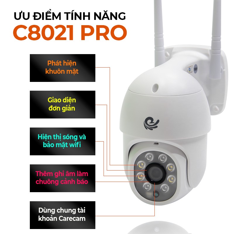 Camera Carecam CC8021 Pro xoay ngoài trời 2.0Mp FullHD 1080p