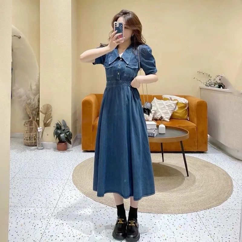 JUMSUIT JEANS ĐẦM CỔ V