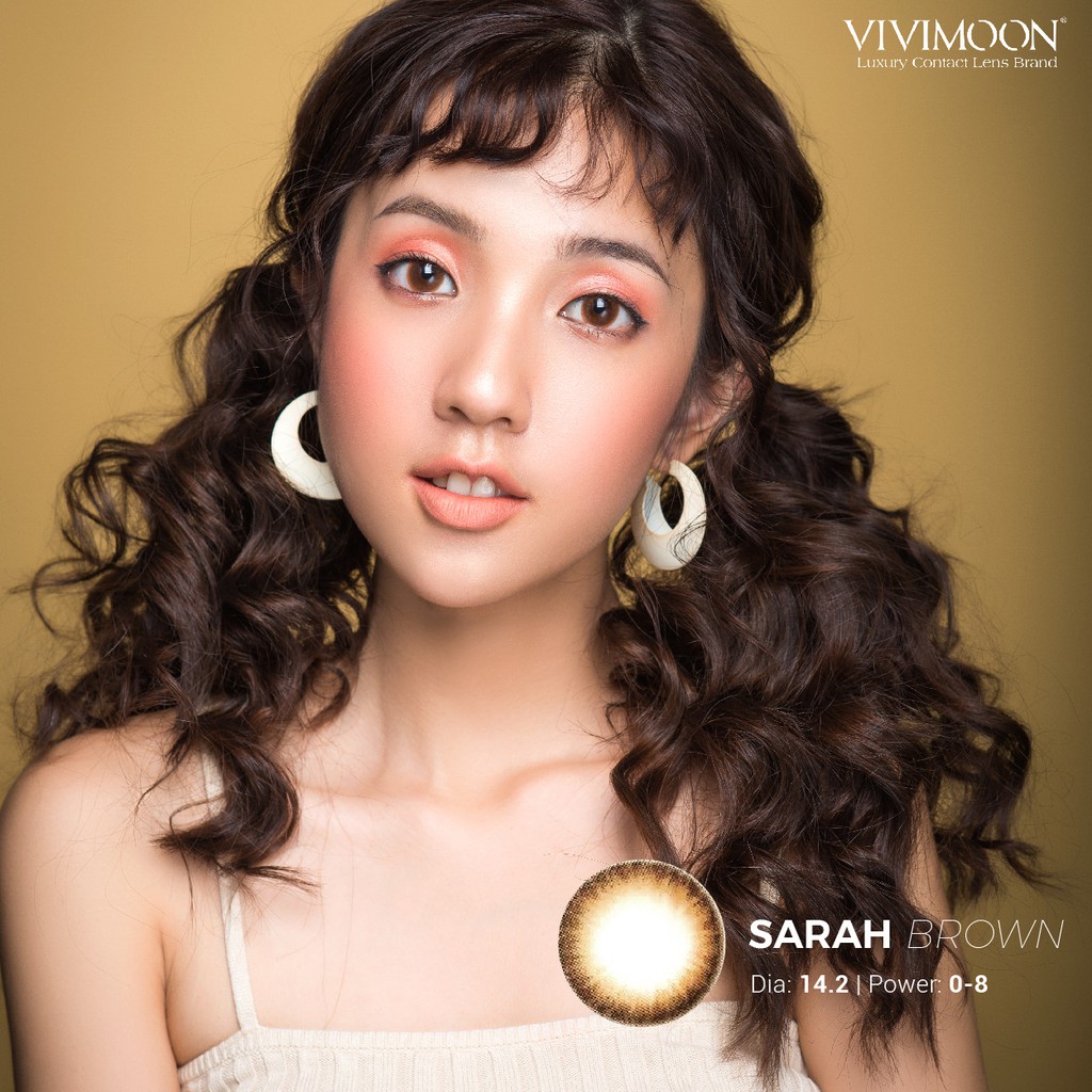 Kính áp tròng cận nâu sáng VIVIMOON - Lens Sarah Brown 14.0mm