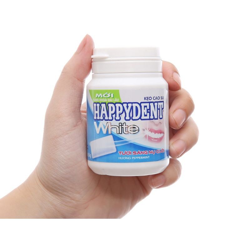 Hũ Kẹo Sing Gum Happydent White Hương Bạc Hà Hũ 56gr