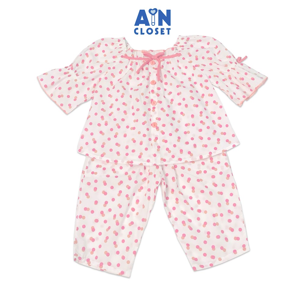 Bộ quần dài áo tay lỡ họa tiết Bi hồng cam giao nhau cotton - AICDBGD99BNT - AIN Closet