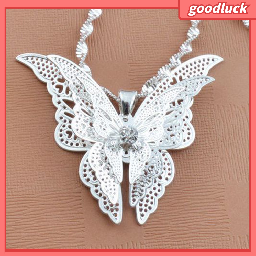 Dây chuyền thời trang mặt hình bươm bướm 3 lớp mạ bạc