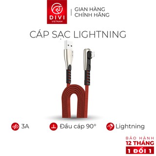 Dây cáp sạc iPhone DIVI P420L - Đầu cáp vuông góc 90 độ chống gãy - Hàng chính hãng - Bảo hành 12 tháng 1 đổi 1
