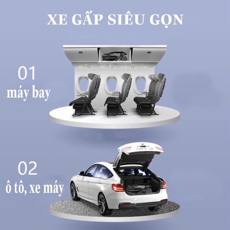 Xe Đẩy Cho Bé Gấp Gọn 3 Tư Thế