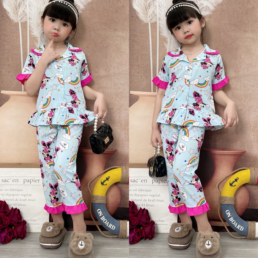 Pijama lụa Hàn cho bé gái 4-9 họa tiết cực xinh yêu P1