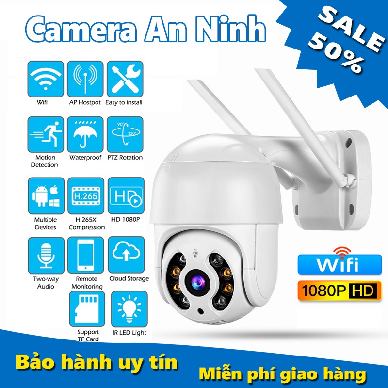 Camera chống trộm hồng ngoại, Camera chống trộm dùng cho gia đình Chống Nước Xoay 360 Độ 1920x1080P Siêu Nét