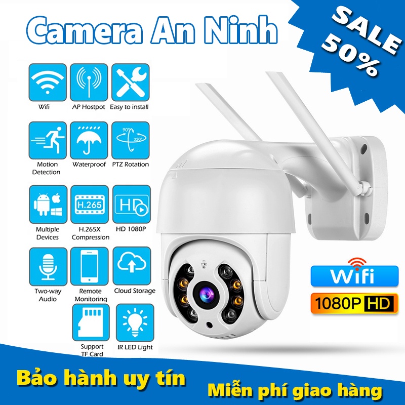 Camera Ngoài Trời Kaw PTZ, Chống Nước IP68, Xoay 360 Độ, Full HD 1080P Siêu Nét, Hồng Ngoại Ban Đêm