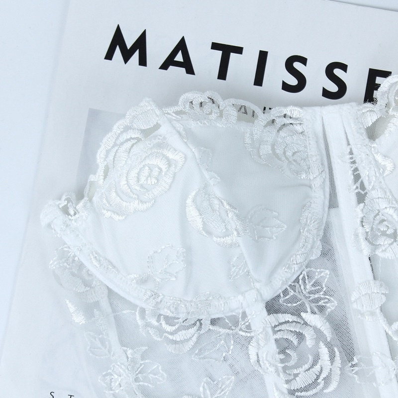 Áo Corset thêu hoa hồng không gọng mút