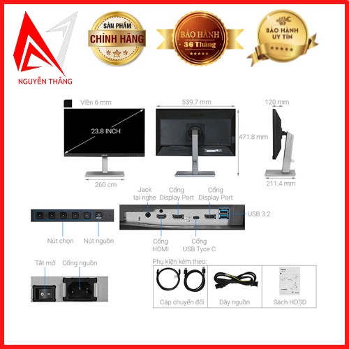 Màn hình ASUS PROART PA248QV 24inch IPS 75HZ 16:9 CHUYÊN ĐỒ HỌA chính hãng