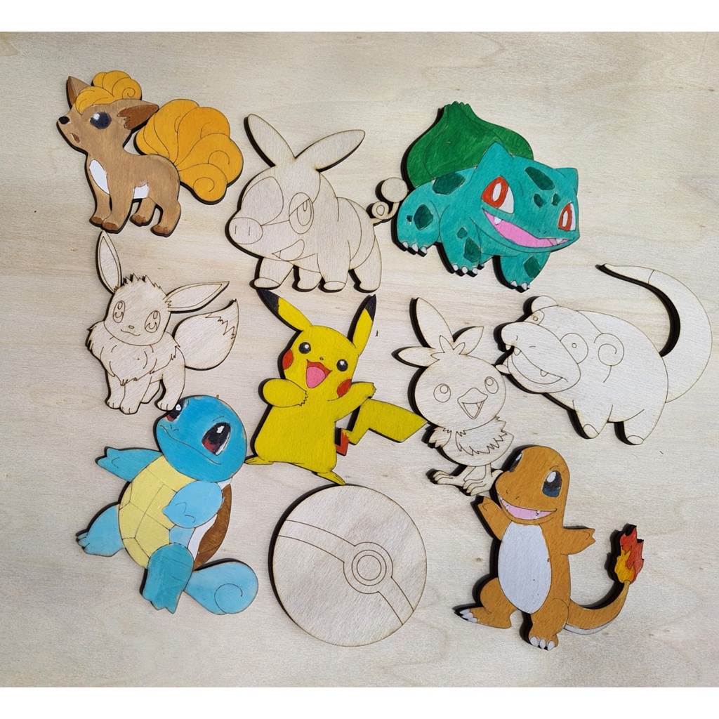 Tô màu gỗ POKEMON  tặng kèm nam châm tủ lạnh