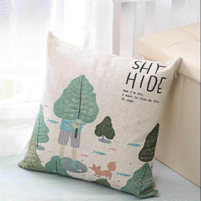 Gối vuông cao cấp canvas hoạ tiết vintage, gối sofa trang trí nhà, gối tựa lưngvăn phòng,kèm ruột bông(ảnh thật)
