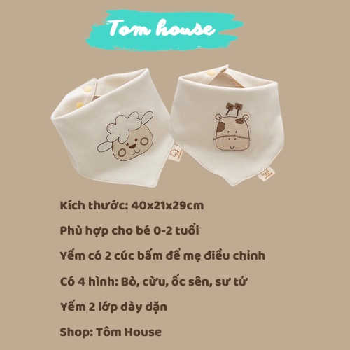 Khăn Yếm Tam Giác Cotton Organic An Toàn Cho Bé