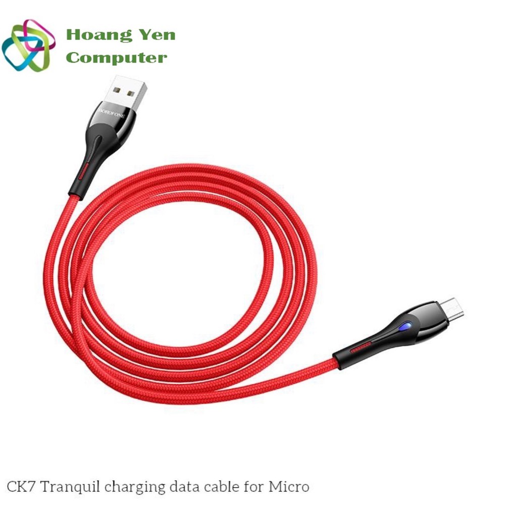 Cáp Sạc MICRO USB Borofone CK7 Dài 1M Dây Dù Cho Android - BH 12 Tháng 1 đổi 1 (MÀU SẮC NGẪU NHIÊN) - Hoàng Yến Computer