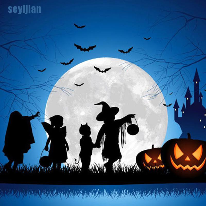 Set 12 Sticker 3D Hình Dơi Đen Trang Trí Halloween