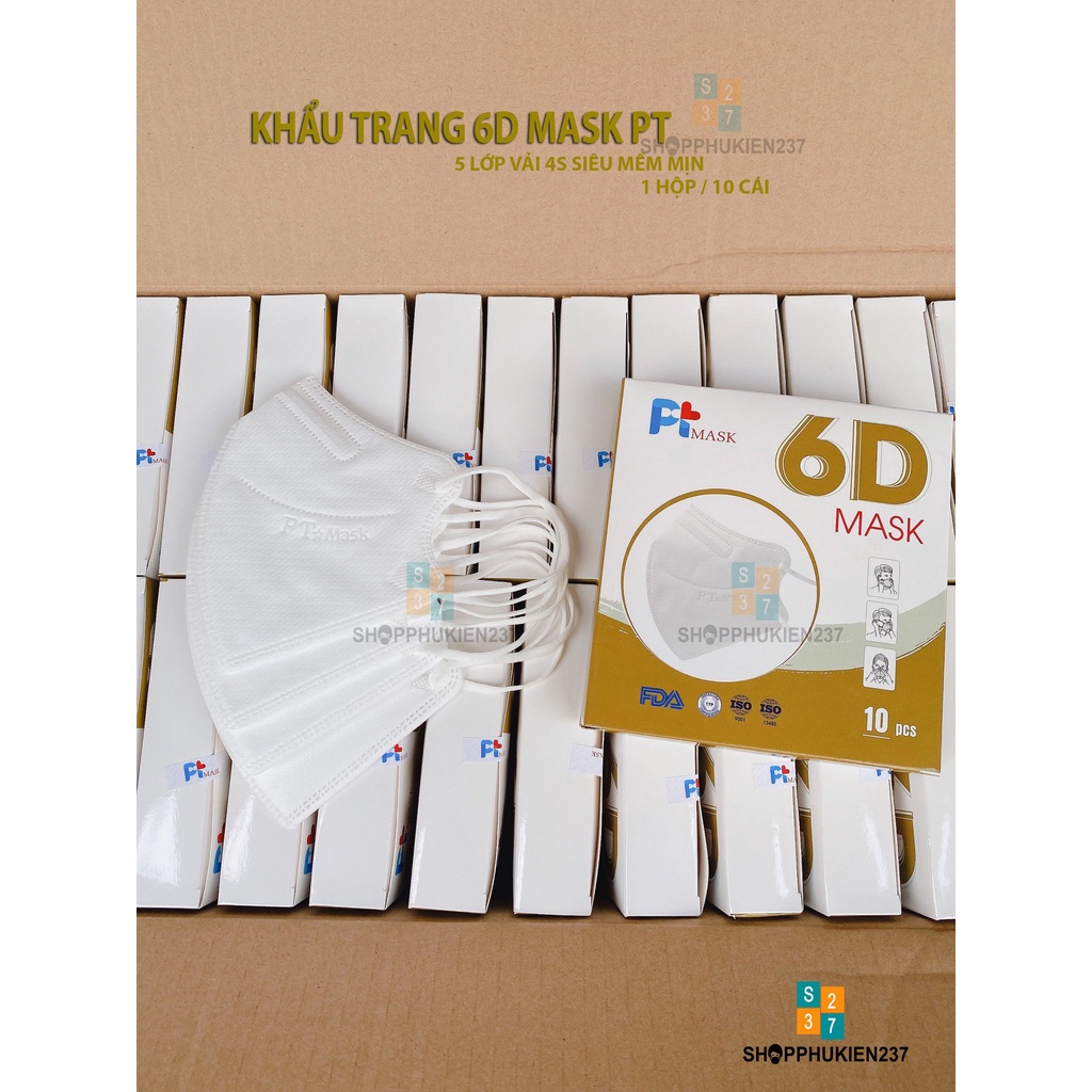 Khẩu Trang 6D Mask Hàng Công Ty Phương Tuyến Pt Hộp 10 Cái
