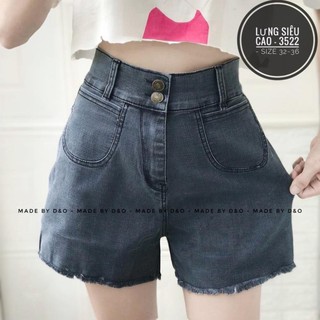 [32 - 36] Quần Short Đùi Bò Cạp Cao 2 Nút - Lưng Cao Trên Rốn Màu Xám