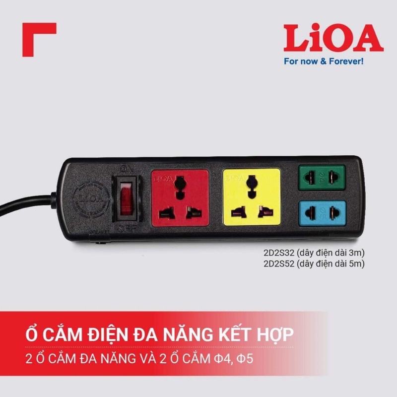 Ổ Cắm LiOA 2D2S32N hàng chuẩn chính hãng,ổ cắm 4 lỗ, ổ cắm Lioa Công suất cao., Ổ cắm Lioa