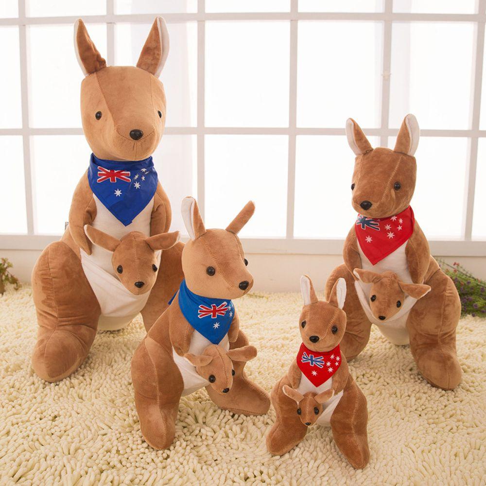 Thú Nhồi Bông Hình Kangaroo Hoạt Hình Đeo Khăn Quàng Cổ Chất Lượng Cao Trang Trí Nhà Cửa