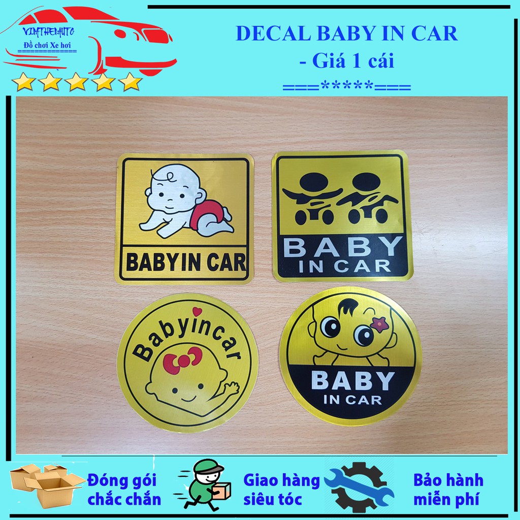 Decal baby in car phản quang dán xe hơi cực đẹp