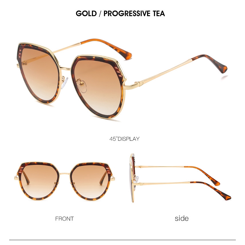 Kính mát gọng mắt mèo đa giác thời trang hàng hải châu Âu và Mỹ