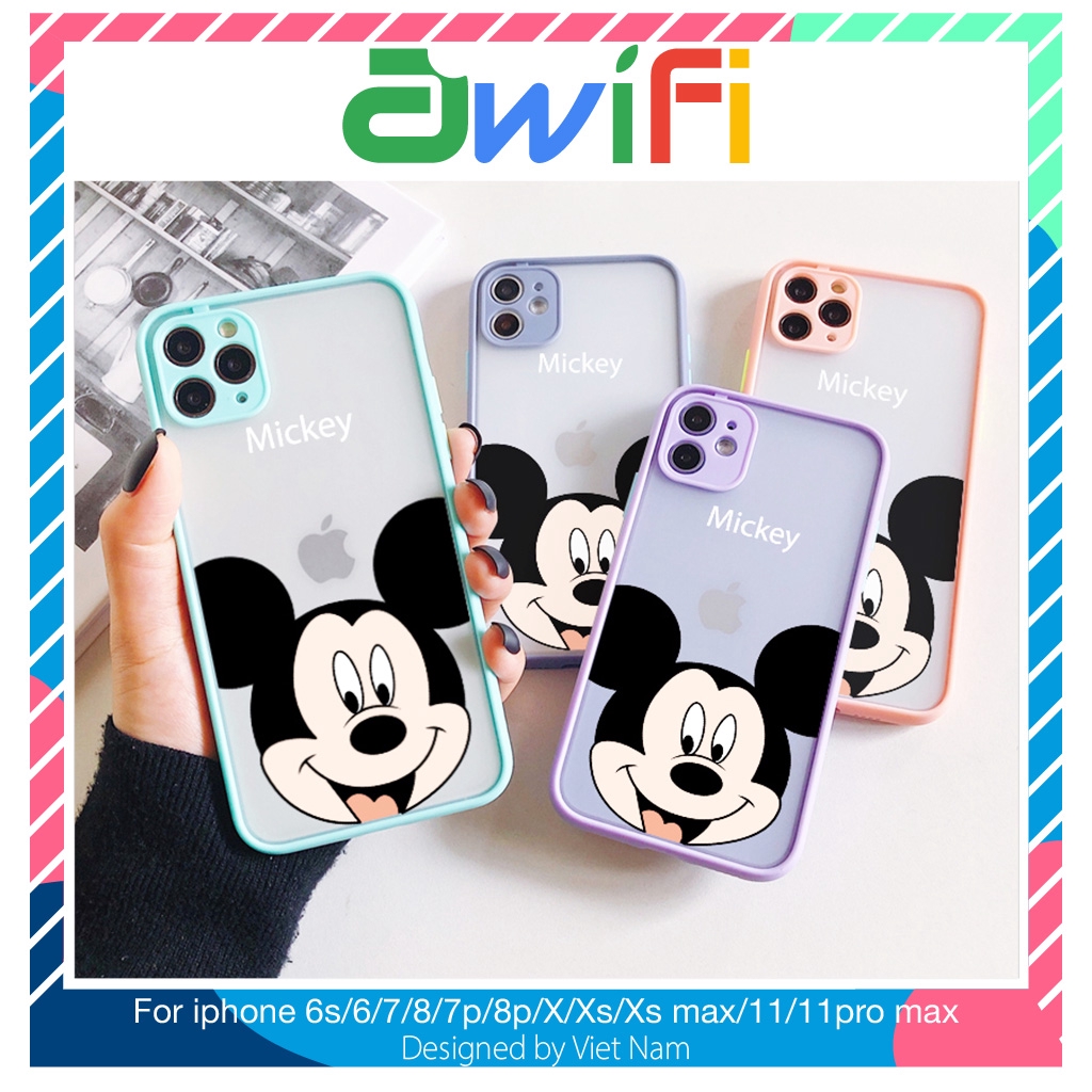 Ốp iphone - Ốp lưng viền nhám Mặt mickey 6/6plus/6splus/7/8/7plus/8plus/x/xs/xsmax/11/11promax - Awifi Case X2-5