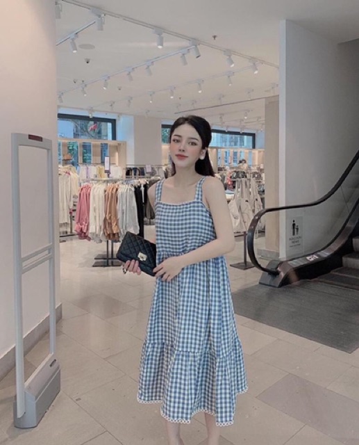Váy 2 dây kẻ caro MVB074