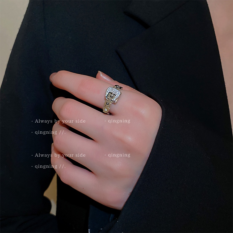 DREJEW Nhẫn kiểu rắn mạ vàng đính đá zircon thời trang chất lượng cao